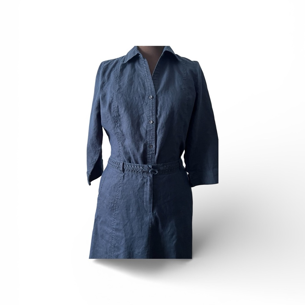 Vintage Navy Blue | 2 Piece Skirt Suit | Midi Length | Classic Minimalist - Picture 6 of 12
